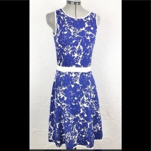⭐️ Ann Taylor Blue & White Textured Knit Swing Dress XSP Extra Small Petite